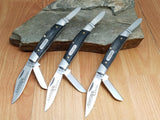 Schrade Lot of 3 Medium Stockman Imperial Red Brown Folding Pocket Knives