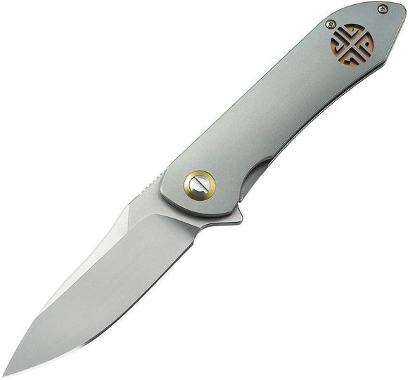 Bestech Knives Gray Titanium Handle Framelock Folding Drop Blade Knife