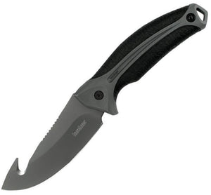 Kershaw 9.5" Large Gray Titanium Coated Guthook Black Fixed Blade Knife