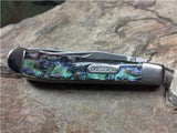 Schrade Small Trapper Knife Imperial Purple Abalone Pocket Folder Ladies - 19PRT