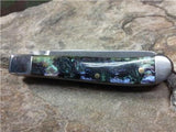 Schrade Small Trapper Knife Imperial Purple Abalone Pocket Folder Ladies - 19PRT
