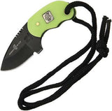Rough Rider Zombie Nick Fixed Blade Green Bone Handle Neck Knife w/ Sheath 1454