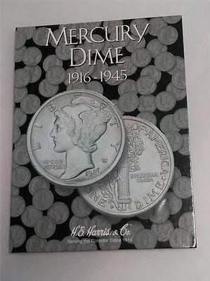 H.E. Harris Mercury Dime Folder 1916 - 1945 Coin Storage Album Display Holder
