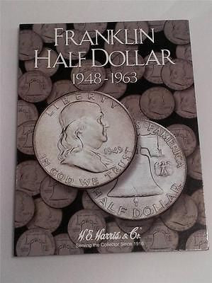 H.E. Harris Franklin Half Dollar Folder 1948 - 1963 Coin Storage Album Display