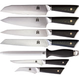 Komoran Black Fixed Blade Damascus Knife Block Set 036   - On Sale