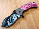 Dark Side 9" Folding Knife Fantasy Midnight Moon Pink Assisted Open EDC a009pk
