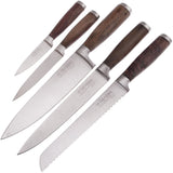 Hen & Rooster 5pc Wood Handle Kitchen Knife Set w/ Storage Block I063