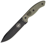 ESEE Combat Tactical Fixed Black Blade Canvas Handle Knife + Sheath Hardware CM6