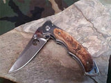Elk Ridge Folding Linerlock Knife w/ Mirror Finish Frame & Maple Wood Handle 519