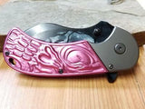 Dark Side 9" Folding Knife Fantasy Midnight Moon Pink Assisted Open EDC a009pk