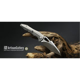 Artisan Great White Framelock Gray Titanium Folding S35VN Pocket Knife 1841GGY
