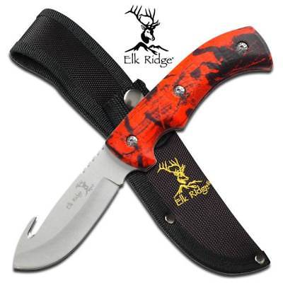 Elk Ridge Red Camo Gut Hook Hunter Fixed Blade Hunting Knife