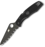 Spyderco Pacific Salt Lockback Folding Serrated Blade Black Handle Knife 91SBBK