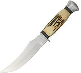 Rough Rider Small Hunter Stainless Fixed Blade Delrin Stag Handle Knife 1450- On Sale