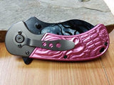 Dark Side 9" Folding Knife Fantasy Midnight Moon Pink Assisted Open EDC a009pk