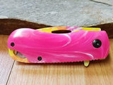 Rough Rider Pink Tie Dyed Straight Assisted Opeing  FOLDING Pocket Knife - 1555