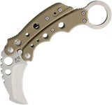 Mantis Vuja De Karambit Desert Tan Folding Pocket Knife Button Lock MK4DT