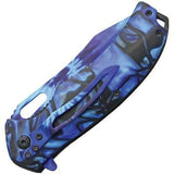 Rough Rider Stainless Assisted Open Blue & Tie Dye Folding Pocket Knife 1912