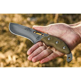 TOPS Wind Runner XL Fixed Black River Wash Blade Green Canvas Handle Knife WDRXL