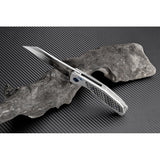 Artisan Falcon Framelock Gray Titanium Carbon Fiber M390 Bohler Knife 1809GGYM