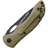 5.11 Tactical Underbrush Brown FRN Linerlock Black Serrated Folding Knife 51114C