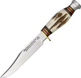 J. Adams Sheffield England Carbon Steel Stag Handle Fixed Bowie w/ Sheath SHE001