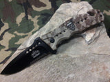 8" Master Folding Pocket Knife A/O Rescue Desert Camo Skull - A010DM