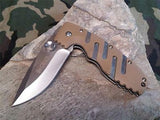 CRKT Ryan Model 7 Folding Knife Straight Edge Tan Satin w/LAWKS 6803D