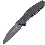 Ultra-X Omen Linerlock Black G10 Handle Folding AUS-8 Stonewash Steel Blade Pocket Knife