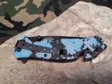 Master Folding Spring Assisted Rescue Knife Blue Camo A001DB