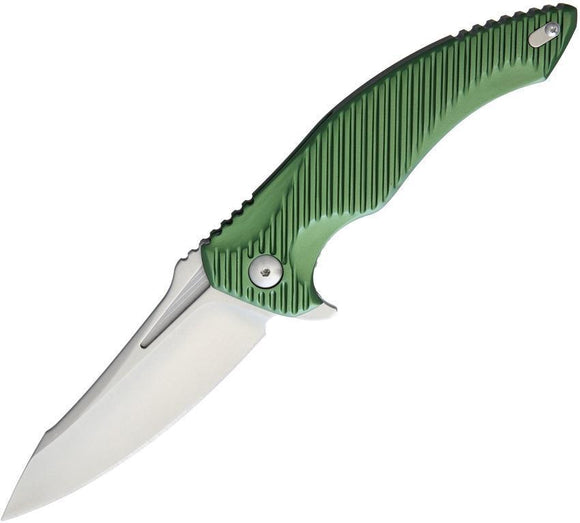 Brous Blades T4 Linerlock Aluminum Green Stonewash D2 Tool Steel Knife