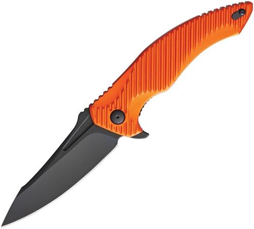Brous Blades T4 Linerlock Aluminum Orange Handle Black Folding Blade Knife
