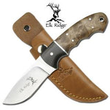 Elk Ridge Fixed Blade Burlwood & Black 8" Knife 128