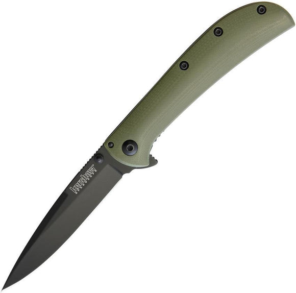 Kershaw AM-3 Framelock A/O Black Blade Green G10 Handle Folding Knife
