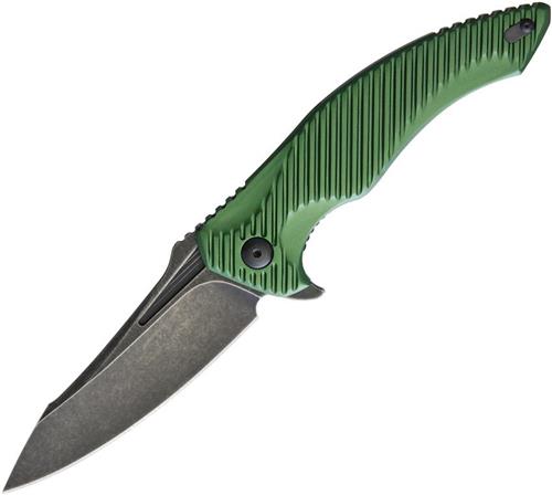 Brous Blades T4 Linerlock Green Aluminum Handle Acid Wash Folding Knife