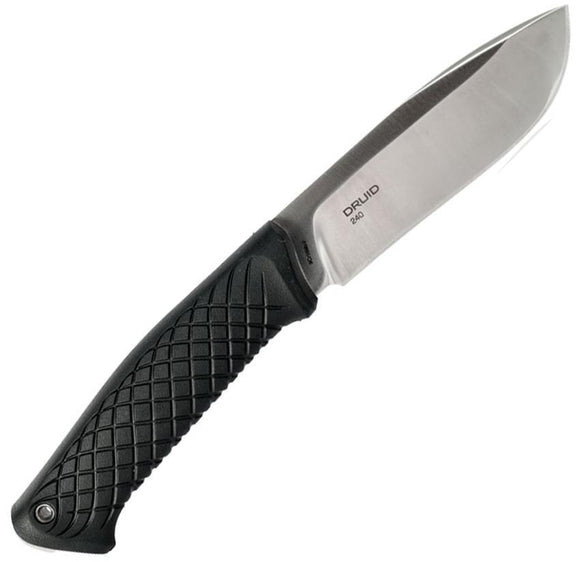 Steel Will Druid 240 Black TPE Handle Stainless Fixed Drop Pt Blade Knife