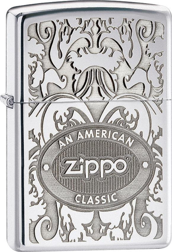 Zippo Lighter An American Classic Chrome Scroll Design Windproof USA New 24751