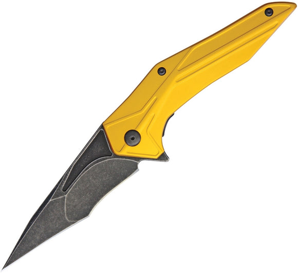 Brous Blades Tyrant Linerlock Gold Aluminum Acid D2 Tool Steel Folding Knife