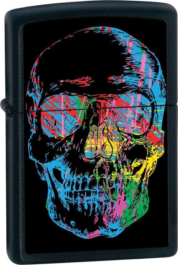 Zippo Lighter Skull Rainbow Black Windproof USA New