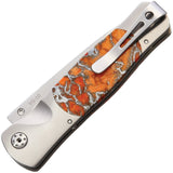 Sante Fe Stoneworks Tesoro Button Lock Orange Coral & Zinc Folding Knife SW03