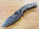 Dark Side  "Iron Cross" Skull Gunmetal Tactical Spring Assisted Knife - a031sw