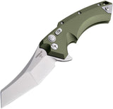 Hogue X5 Button Lock OD Green Aluminum Wharncliffe Folding Pocket Knife