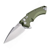 Hogue X5 Button Lock OD Green Aluminum Handle Spear Folding Knife w/ Case