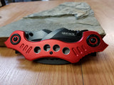 Dual Blade Red and Black Hawkbill Karambit Pocket Knife - 3645rd