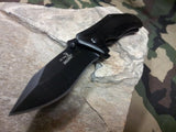 Elk Ridge Spring Assisted Folding Pocket Knife Black on Black - A013BK