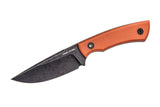 Real Steel Forager Orange G 10 Blackwash Fixed Blade Knife Leather Sheath