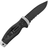 Camillus Cuda Sarkis Linerlock Black Folding AUS-8 Serrated Pocket Knife 19130