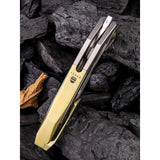 We Knife Co Arrakis Framelock Gold & Silver Titanium Framelock Folding M390 Knife 906a