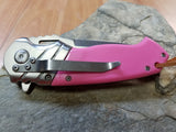 Elk Ridge Ballistic Assisted Opening Pink Drop Pt Satin Folding Pocket Knife A003PK