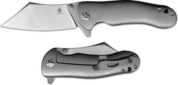 KIZER Zugang Gray Titanium Folding Pocket Knife 